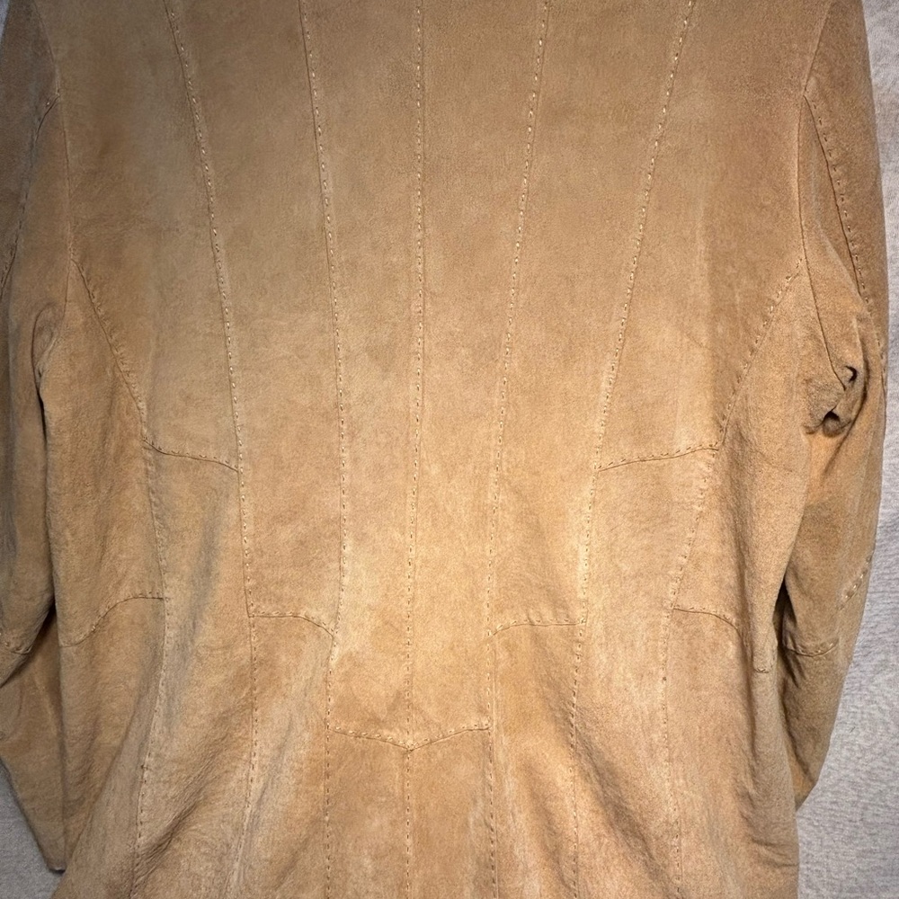 Coldwater Creek Tan Leather Blazer Jacket Women’s XL Button Front - Picture 11 of 16